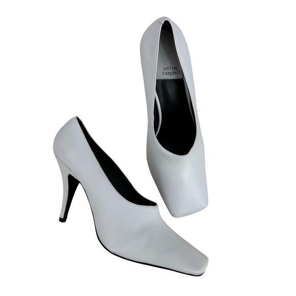 Jeffrey Campbell Shoes - Jeffrey Campbell Women's Shoes Natalya Square Toe Pumps Size 10 White Minimalist